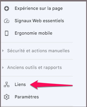 Analyse backlinck dans la section lien de GSC