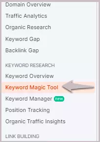 outil de recherche de mot cle keyword magic tools semrush